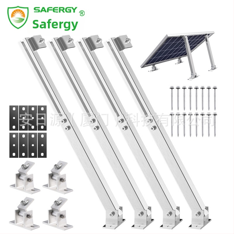 Reguliuojamas saulės modulių laikiklis metalo stogui su priekyje ir gale esančiomis kojomis; aliuminio lydinys; 15–30° kampas; anoduotas; svoris 4 kg