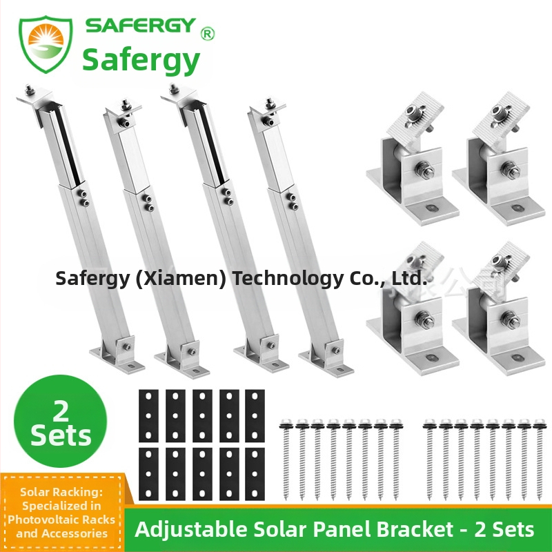 Регулируем монтажен държач за слънчеви панели за метален покрив с предни и задни крака; алуминиева сплав; наклон 15–30°; анодизиран; тегло 4 кг
