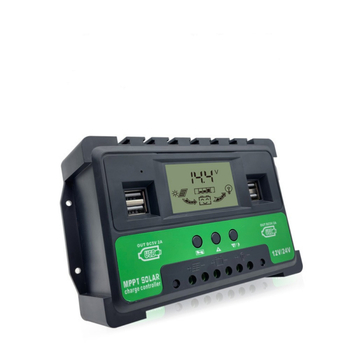 PWM napelemes töltésvezérlő USB-portokkal, áramkijelző, 12V-24V, 30A/40A/50A