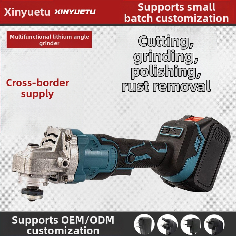 Безжичен ъглов шлайф с безчетков двигател, литиева батерия, преносим, малък размер, шлайфане и полиране