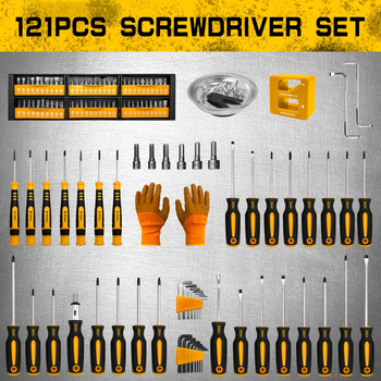 Σετ μαγνητικών κατσαβιδιών 121 τεμαχίων με απαγωγέα μαγνητισμού, από χρωμιοβάνδιο ατσάλι, για αυτοκίνητα, οικιακές και βιομηχανικές επισκευές