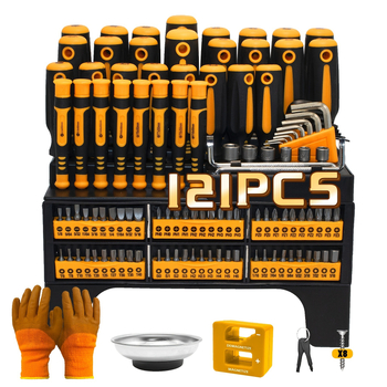 Σετ μαγνητικών κατσαβιδιών 121 τεμαχίων με απαγωγέα μαγνητισμού, από χρωμιοβάνδιο ατσάλι, για αυτοκίνητα, οικιακές και βιομηχανικές επισκευές