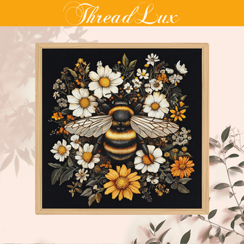 Алмазно рисуване: комплект за кръстат бод — пчела и цветя, ръчна изработка, платно 11-ct