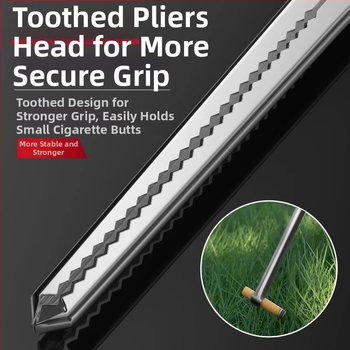 Ilgos nerūdijančio plieno žnyplės atliekų ir malkų paėmimui – neslystantis paviršius, tinkamas kaimo namų, sanitarinių darbuotojų ir pajūrio tvarkymui