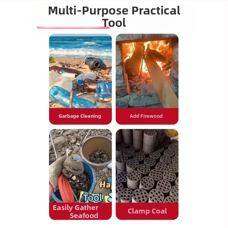 Дълги клещи за дърва и отпадъци – антихлъзгаща повърхност, неръждаема стомана, захващане на отпадъци, за битови домове, санитарни служители и крайбрежни почиствания