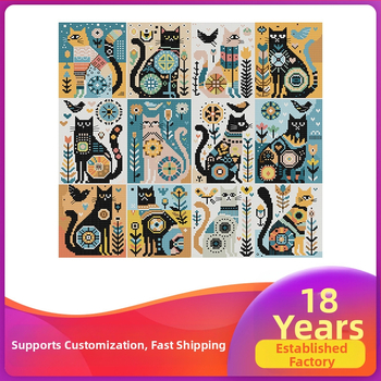 Комплект за кръстат бод – карикатурен/анимен мотив, 11CT платно, кръстат бод, за хол, спалня и кабинет