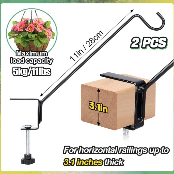 Terasos paukščių lesyklos kabliukas – reguliuojamas, tvirtas, su atjungiamu kabliu ir sriegine lazdele