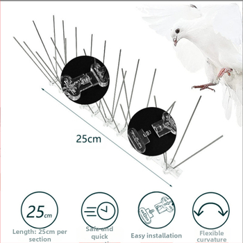 Балконни антиптичи шипове – модел 223, пластмаса и неръждаема стомана, защита срещу птици