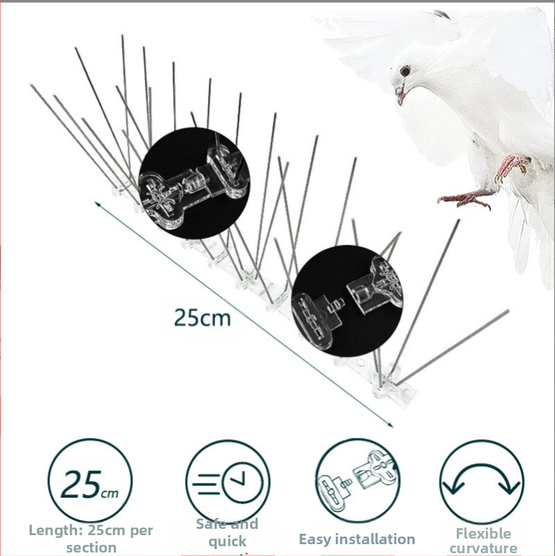 Балконни антиптичи шипове – модел 223, пластмаса и неръждаема стомана, защита срещу птици