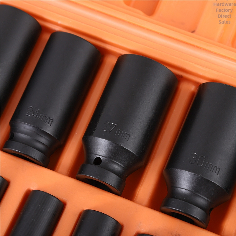 Комплект торцеви ключове, пневматично удължение, 18 части, метричен стандарт, тегло 4350