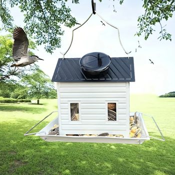 Μεταλλικός εξωτερικός φωτιζόμενος τροφοδότης πουλιών και διακοσμητικό κήπου για μικρά πουλιά