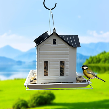 Μεταλλικός εξωτερικός φωτιζόμενος τροφοδότης πουλιών και διακοσμητικό κήπου για μικρά πουλιά