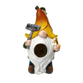 ΜΖ Διακοσμητικό από συνθετική ρητίνη – νάνος οικίσκος για πουλιά για εξωτερικό κήπο