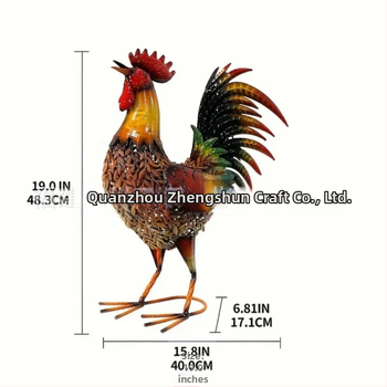 Zhengshun Železný kohút – Socha pre vonkajšiu záhradu, dekoratívny model kohúta, leštené spracovanie (polovične ručné/polovične mechanické)