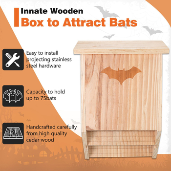 Εξωτερική κατοικία νυχτερίδων από πεύκο, μασίβ ξύλο, καταφύγιο