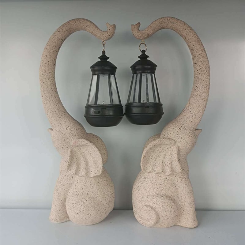 Elefánt Műgyanta Kerti Lámpa – Napelemes Kültéri Dekoráció, Vízálló a Kerthez