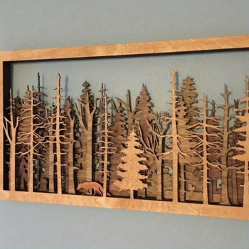 1 бр Forest Wildlife 3D арт – PP декоративна пластина, кръгло сечение