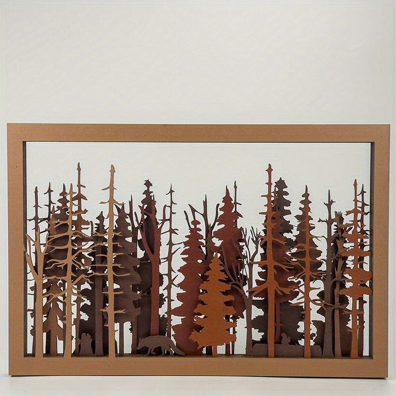 1 τεμάχιο Forest Wildlife 3D art – PP διακοσμητικό πάνελ, κυκλικό σχήμα