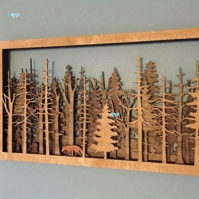1 бр Forest Wildlife 3D арт – PP декоративна пластина, кръгло сечение