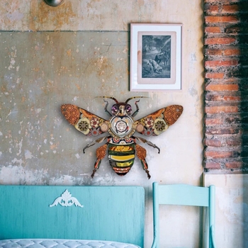 Fém méh falidísz – vintage stílusú, nappaliba való, modern és egyszerű