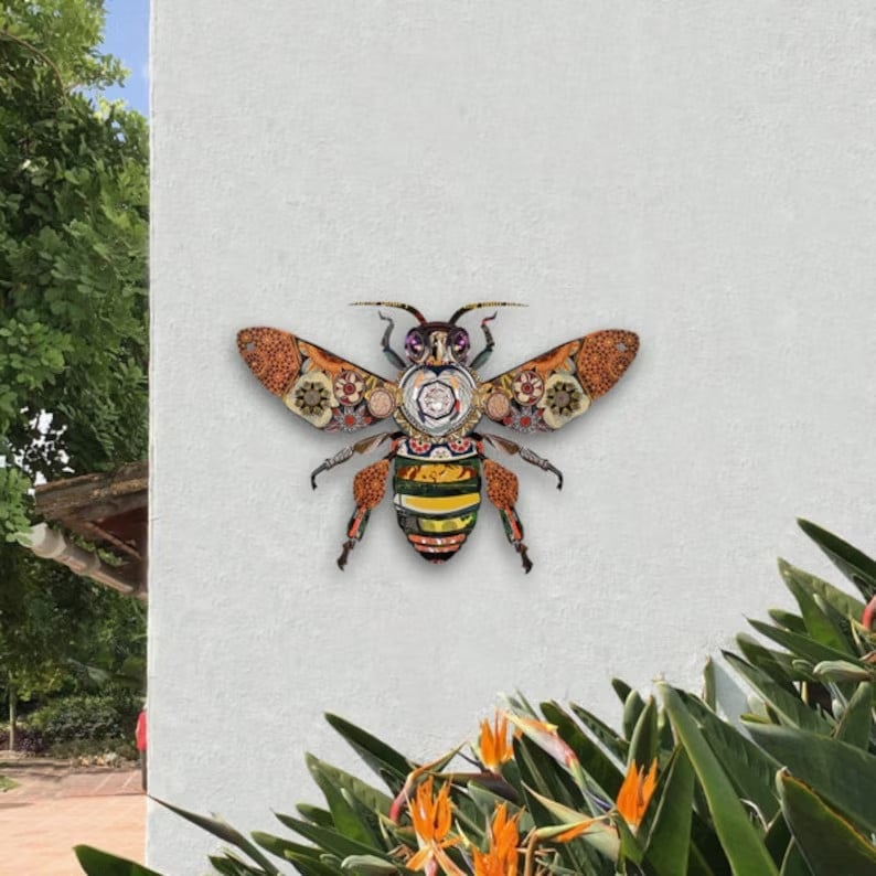 Fém méh falidísz – vintage stílusú, nappaliba való, modern és egyszerű