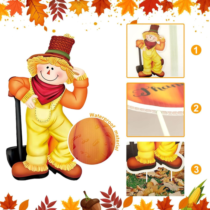 Διακόσμηση για την Ημέρα των Ευχαριστιών: αιωρούμενο πινακίδα εδάφους με γαλοπούλα και κολοκύθα για εξωτερικό κήπο — μάρκα 25425, βάρος 100 g, μη εισαγόμενη, διακόσμηση πάρτι