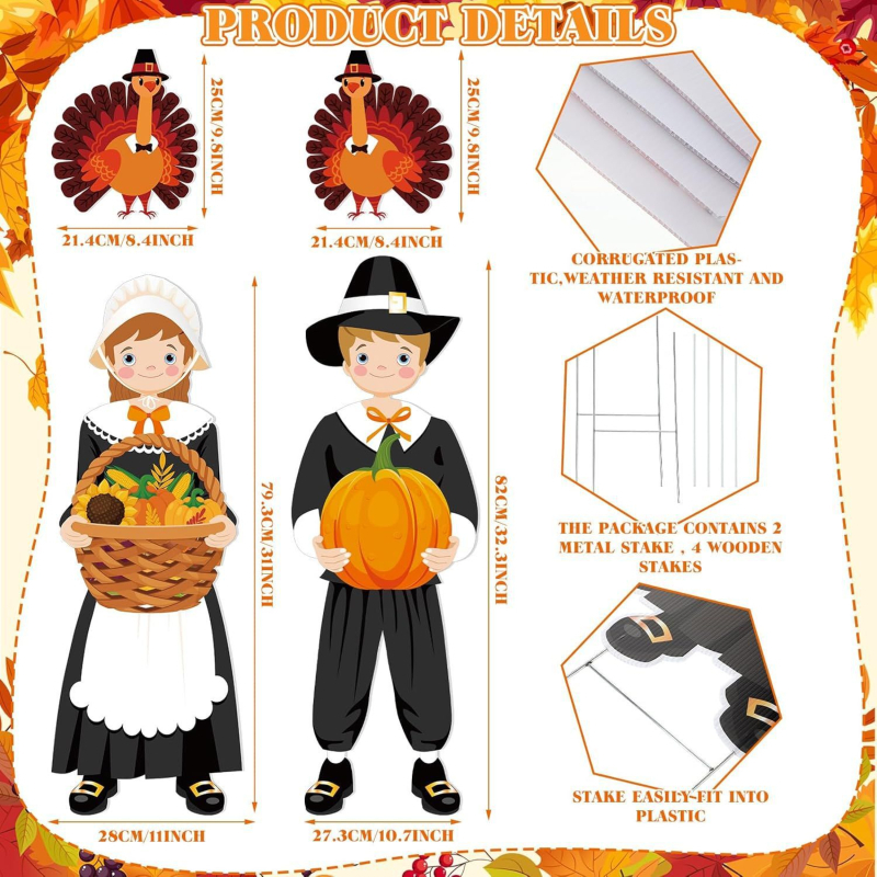 Διακόσμηση για την Ημέρα των Ευχαριστιών: αιωρούμενο πινακίδα εδάφους με γαλοπούλα και κολοκύθα για εξωτερικό κήπο — μάρκα 25425, βάρος 100 g, μη εισαγόμενη, διακόσμηση πάρτι