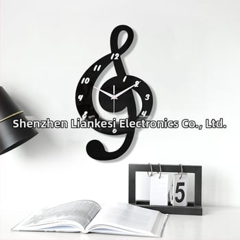 emoyo falióra, kerek akril tok, zenei hangjegy dizájn, kvarc mozgás csendes járás, Modell 30503