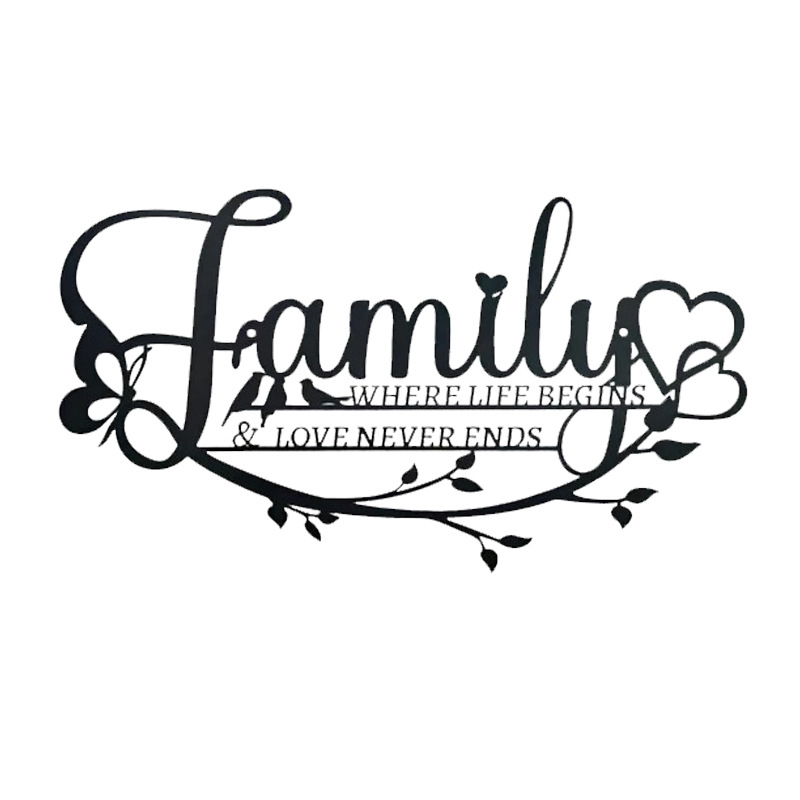 Vasból készült fali felirat: „Love Is Endless” – Geometria, modern minimál stílus, anyag: vas, tömeg: 170 g, HELLOYOUNG