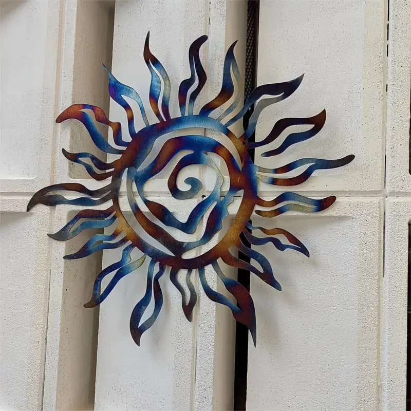 Sheng jixian Fém nap alakú falidísz — Geometriai falikép otthonra, kertbe, irodába, szállodába/étterembe