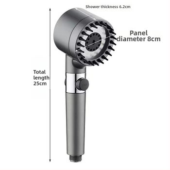 Σετ κεφαλής ντους με φίλτρο, τρία επίπεδα ροής (ψεκασμός, μασάζ, βροχή), υλικό ABS