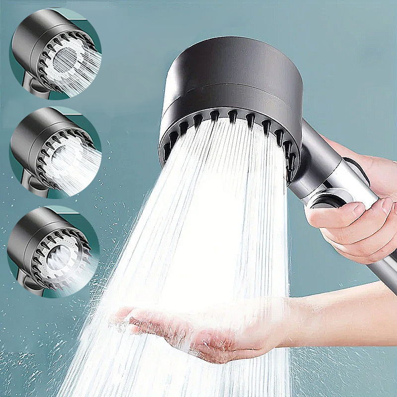 Σετ κεφαλής ντους με φίλτρο, τρία επίπεδα ροής (ψεκασμός, μασάζ, βροχή), υλικό ABS