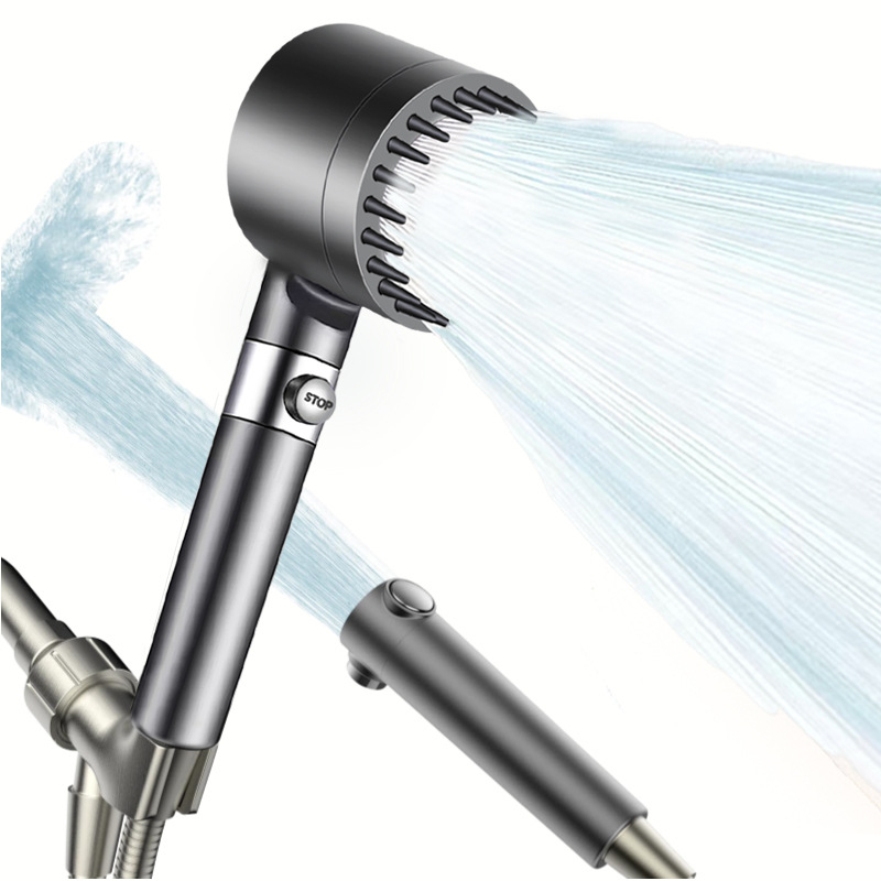 Σετ κεφαλής ντους με φίλτρο, τρία επίπεδα ροής (ψεκασμός, μασάζ, βροχή), υλικό ABS