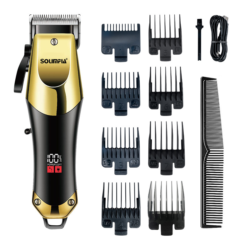 Ηλεκτρικός κουρευτής μαλλιών με ψηφιακή οθόνη, ασύρματος επαναφορτιζόμενος, κινητήρας με βούρτσες, λεπίδες από ανοξείδωτο ατσάλι, ενσωματωμένη μπαταρία 1000-1200 mAh