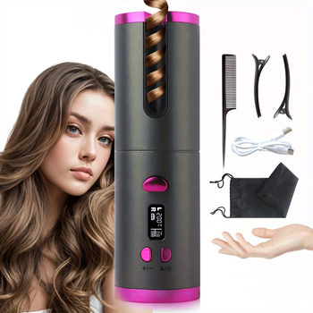 Sukimo plaukštė su besisukančiu cilindru, skaitmeninis belaidis įkrovimas, nešiojamas mini plaukų formavimo įrankis, 25 W, 5,1 V, 10 temperatūros lygių, ABS korpusas