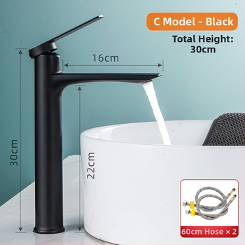 Robinet pentru chiuvetă de masă, apă caldă și rece, cu un singur orificiu, model PS-3002, aliaj de zinc, cartuș ceramic, certificare CE, 0–100°C