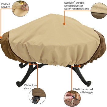 Κυκλικό εξωτερικό κάλυμμα εστίας φωτιάς, ύφασμα 420D Oxford, αδιάβροχο, ανθεκτικό στη σκόνη, επεκτεινόμενο σχέδιο