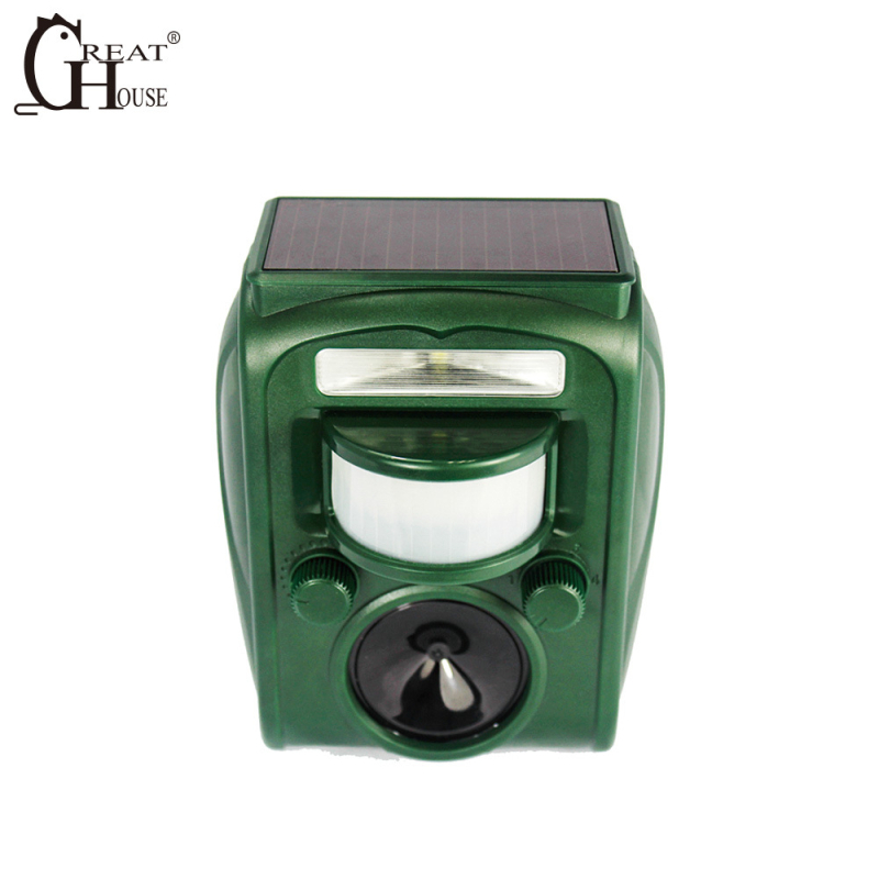 Napelemes ultrahangos kártevőriasztó farmhoz és kerthez – GH-501 | 5.1V / 21kHz / 0.2W | ABS ház