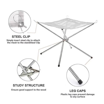 Sulankstoma nešiojama laužavietė, kvadratinė, iš nerūdijančio plieno vielos, be dūmų, vėjo atspari, nuimama, lengvai valoma