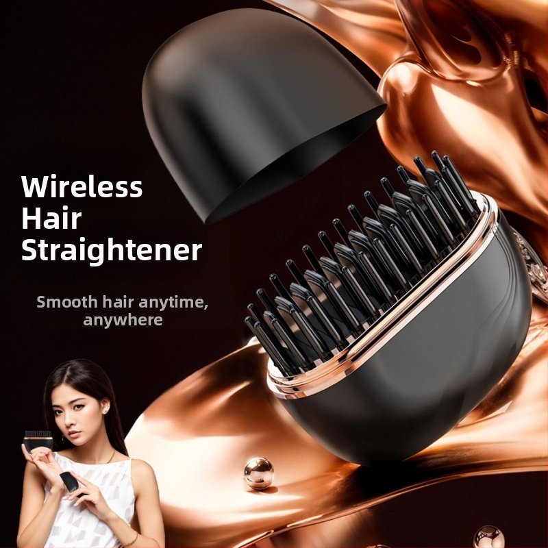 Мини безжичен гребен за изправяне на коса — преносим, двоен за изправяне и къдрене, керамична топлина, 25W, стилизиране за 3–5 мин