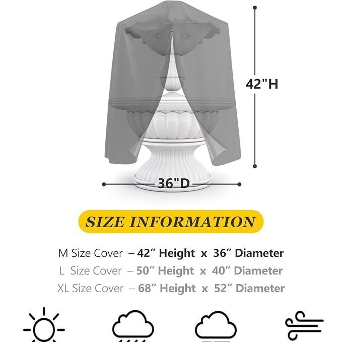 Покрив за фонтан, 210D Oxford тъкан, всесезонен прахоустойчив и водоустойчив покрив с връзка за външно ползване