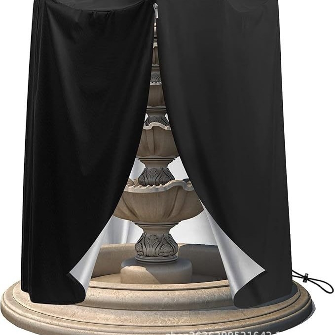 Покрив за фонтан, 210D Oxford тъкан, всесезонен прахоустойчив и водоустойчив покрив с връзка за външно ползване