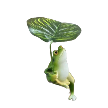 Φιγούρα βάτραχος με φύλλο για ενυδρείο/μίνι τοπίο, διακόσμηση σπιτιού, στυλ καρτούν από ρητίνη (Υλικό: ρητίνη; Στυλ: Καρτούν; Κατηγορία: Κοσμητικά από ρητίνη; Δώρο: Επαγγελματικά δώρα)