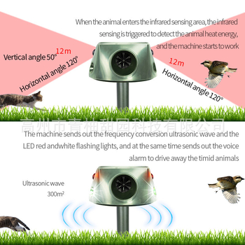 Εξωτερικός υπερηχητικός απωθητής ζώων με ηλιακή ενέργεια – SK031 τετράπλευρος, πολυλειτουργικό απωθητικό εντόμων, υποστηρίζει φόρτιση, 5V, 20kHz