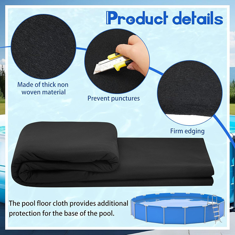 Кръгла облицовка за басейн - полиестер геотекстил, пробивоустойчива, антихлъзгаща, геомембрана