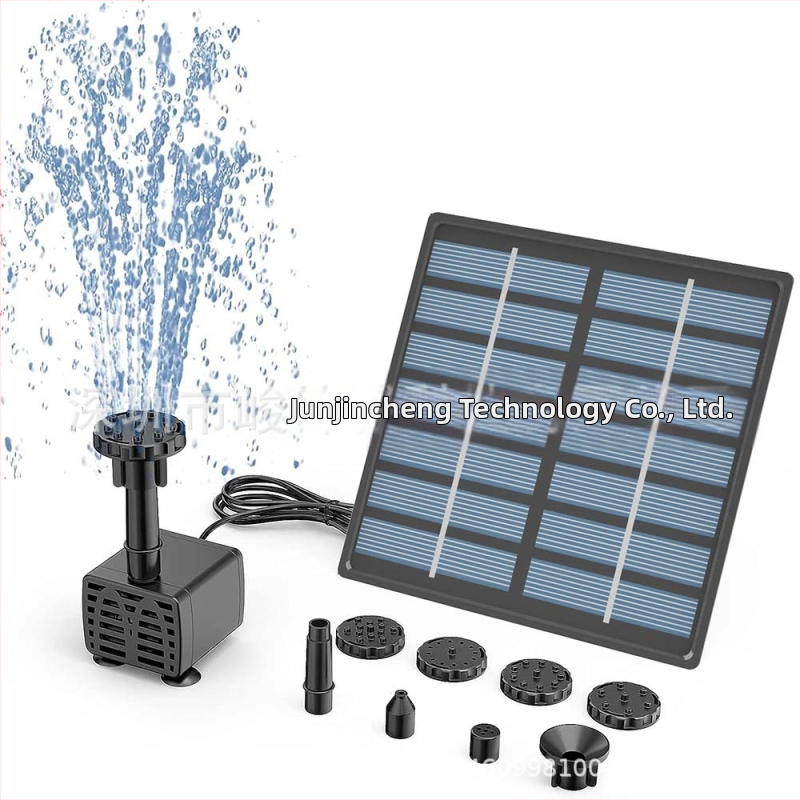 Išorinis saulės fontanas: keturkampė plūduriuojanti vandens siurblys, akmeninis baseinas, sodo paukščių vonia purkštuvs — modelio purškimas, kilmė: Shenzhen