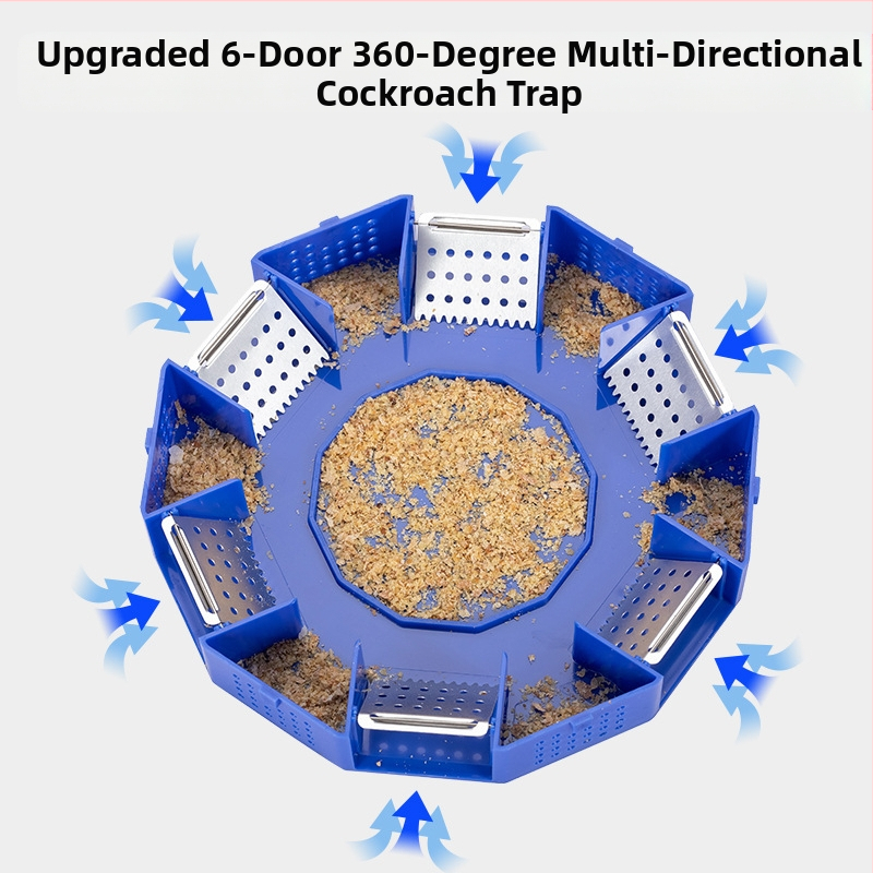 Prūsakų gaudyklė su apvalia forma ir šešiomis durimis, dangtelis užsifiksuoja, fizinis gaudymas, namų naudojimui Ling feng