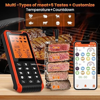 JOYBIBIQ Ψηφιακό θερμόμετρο κουζίνας με Bluetooth, ασύρματο θερμόμετρο κρέατος για μπάρμπεκιου