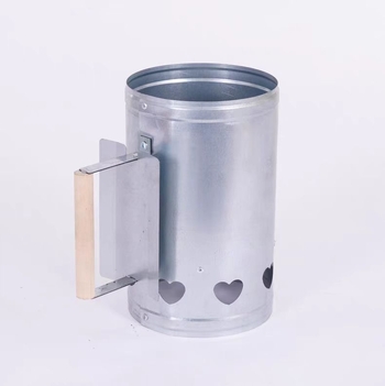 Anglių uždegimo cilindras kepsninėms — geležinė konstrukcija, šiuolaikiškas minimalistinis dizainas