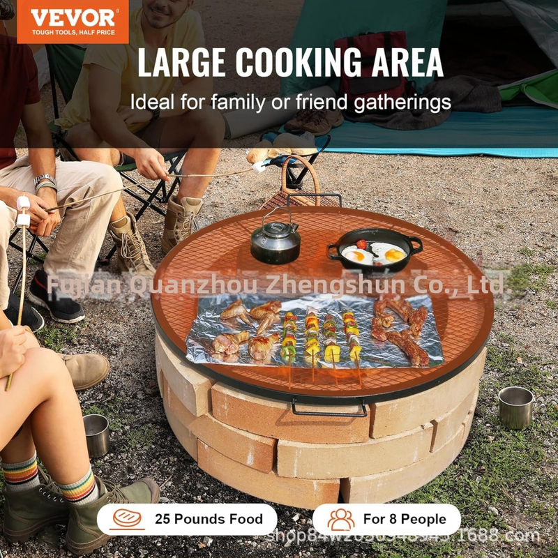 Prenosný okrúhly gril a pekáč na pečenie na kempovanie – kov, skladací, model 103-2, 3,5 kg, pre 3–5 osôb